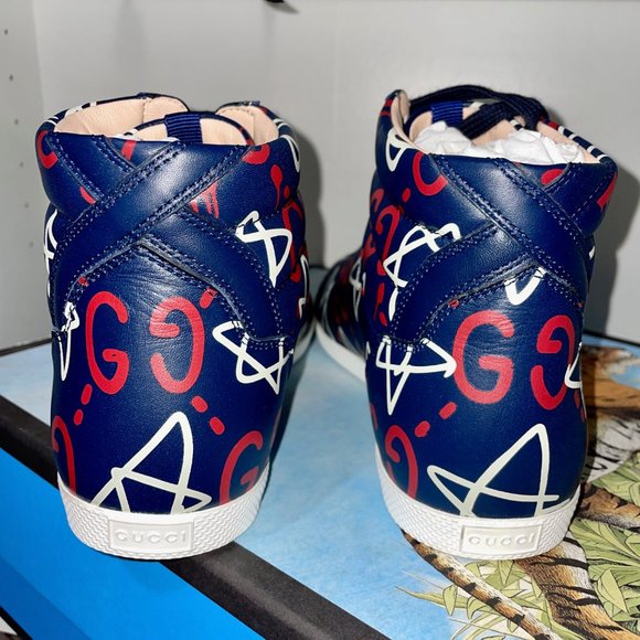 Gucci Ghost Logo High-top Star Leather Sneakers - Picture 7 of 14